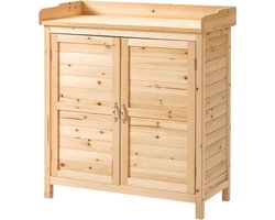 Tuinkast met Plank - Gereedschapskast Buiten - Opbergen Tuinspullen - Massief Hout Varnish - 83 x 40 x 92 cm