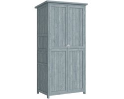 Tuinkast - Opbergkasten met deuren - Tuinhuis - Schuur - Voor buiten - Gereedschap - Grijs - Hout