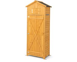 Tuinkast - Opbergkasten met deuren - Tuinhuis - Schuur - Voor buiten - Gereedschap - Naturel - Hout