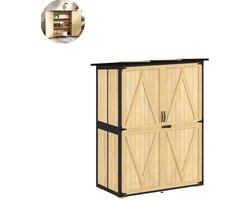Tuinkast - Opbergkasten met deuren - Tuinhuis - Schuur - Voor buiten - Gereedschap - Natuurhout - Hout