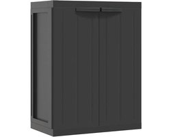 Tuinkast - Opbergkasten met deuren - Tuinhuis - Schuur - Voor buiten - Gereedschap - Zwart - Polypropyleen - 65 x 37 x 85 cm (L x B x H)
