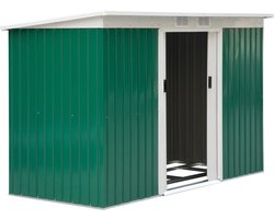 Tuinkast- Opbergkasten met deuren - Tuinhuis - Tuinschuur - Schuur voor gereedschap - Donkergroen - 280 x 130 x 172 cm