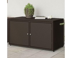 Tuinkast Polyrotan - Opbergbox Buiten - Tuinspullen Opbergen - Stalen Frame - 110 cm Breed - Bruin