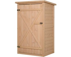 Tuinkast van Hout 75x56x115 cm – Houten Tuinhuis met Legplanken en Opbergruimte voor Tuingereedschap – Voor Buiten – Natuurlijk Hout