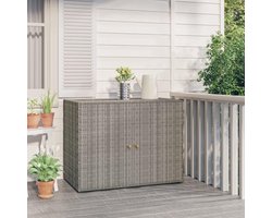 Tuinkast voor buiten, waterdicht, lage opbergkast, rotan, PE, bezemkast, kist, buiten- en binnenkast, tuin en terras, grijs, 100 x 55,5 x 80 cm