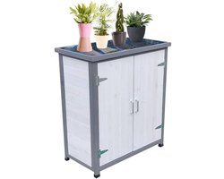 Tuinkast voor gereedschap met 2 deuren - Wit/Grijs Opbergkast voor Tuin en Terras