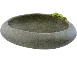 Tuinkikker Beeldje Op Lange Stenen Bloempot - Functionele Plant Plantenbak