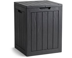 Tuinkist / Afsluitbaar Tuinbox / Balkonbox / Opbergbox Buiten / Tuinkussenbox / Opbergkist Tuin / Opbergbox met Deksel / 113 l / Zwart / 46 x 58,5 x 43 cm