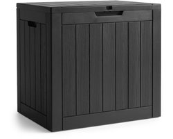 Tuinkist / Afsluitbaar Tuinbox / Balkonbox / Opbergbox Buiten / Tuinkussenbox / Opbergkist Tuin / Opbergbox met Deksel / 117 l / Zwart / 56 x 53,2 x 43,1 cm