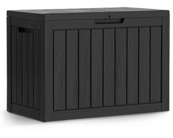 Tuinkist / Afsluitbaar Tuinbox / Balkonbox / Opbergbox Buiten / Tuinkussenbox / Opbergkist Tuin / Opbergbox met Deksel / 170 l / Zwart / 77,5 x 55,5 x 43 cm