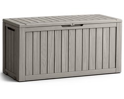 Tuinkist / Afsluitbaar Tuinbox / Balkonbox / Opbergbox Buiten / Tuinkussenbox / Opbergkist Tuin / Opbergbox met Deksel / 272 l / Grijs / 114 x 57,5 x 46,3 cm