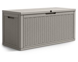 Tuinkist / Afsluitbaar Tuinbox / Balkonbox / Opbergbox Buiten / Tuinkussenbox / Opbergkist Tuin / Opbergbox met Deksel / 340 l / Grijs / 119 x 58,8 x 51,7 cm