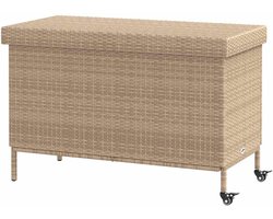Tuinkist met wieltjes - Opbergkist tuin - Kussens opbergen - Waterdichte binnenzak - 110x55x73 cm - Beige