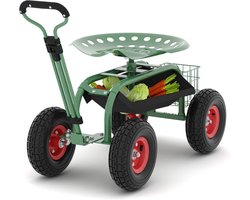 Tuinkruk op Wielen met Zitting - Verrijdbare Tuinstoel Gereedschap
