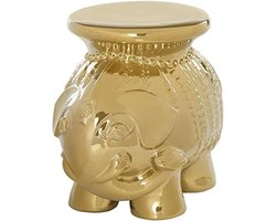 Tuinkruk Steen - Decoratieve Kruk - Binnen Buiten - Ronde Vorm - 50x36x42.7 cm - Goud