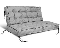 Tuinkussen 120x40 cm met hoge rand voor palletbank waterdicht grijs