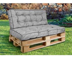 Tuinkussen 120x80 cm met hoge rand voor palletbank waterdicht grijs