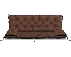 Tuinkussen 150x60x50 cm + 2 kussens voor schommelbank waterdicht bruin