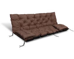 Tuinkussen 180x60x50 cm + 2 kussens voor schommelbank waterdicht bruin