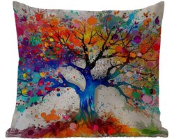 Tuinkussen - Levensboom - Natuur - Kleurrijk - Boom - 40x40 cm - Weerbestendig