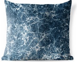 Tuinkussen - Marmer - Blauw - Wit - 40x40 cm - Weerbestendig