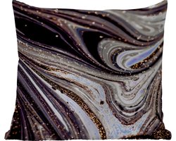 Tuinkussen - Marmerlook - Zwart - Goud - Wit - Glitter - Marmer - 40x40 cm - Weerbestendig