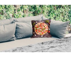 Tuinkussen - Pizza - Groente - Kruiden - Keuken - Industrieel - 40x40 cm - Weerbestendig