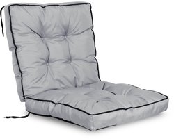 Tuinkussen voor stoel hoge kant met bies 50x50x50 cm donkergrijs