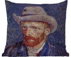 Tuinkussen - Zelfportret met grijze vilthoed - Vincent van Gogh - 40x40 cm - Weerbestendig