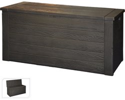 Tuinkussenbox 280 liter - Tuinkussen Opbergbox - Houtlook - 120x46x58cm