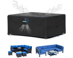 Tuinkussenhoezen met Ventilatie, Waterdicht en Winddicht, Zware Kwaliteit, 420D Oxford Stof, Voor Grote Tuinsets, Bescherming voor Tafel en Stoelen, 160 x 100 x 74 cm, Vierkant/Rechthoekig