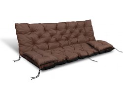 Tuinkussens set - Bankkussen 120x60x50cm en 2 klein kussen 42 x 42 cm - Schommelbank kussen - Bruin
