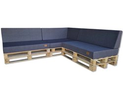 Tuinkussenset voor pallet hoekbank - 3-delig - 120x80 cm - rugkussens en zitkussen - afneembare hoes, linnen grafiet rechts