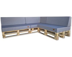 Tuinkussenset voor pallet hoekbank - 3-delig - 120x80 cm - rugkussens en zitkussen - afneembare hoes, linnen grijs rechts