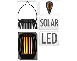Tuinlamp Fakkel - Solar - LED vlameffect - 3-in1: prikspot, staand, hangend - 47cm