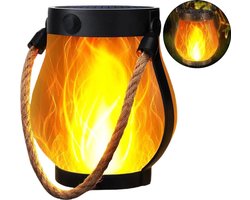 Tuinlamp, henneptouw, op zonne-energie werkende vlamlamp, 22 LED-vlamlamp, werkt op zonne-energie/USB, solar tuin- en campinglamp