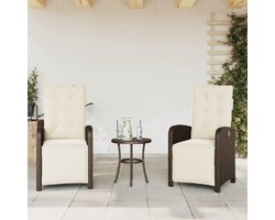 Tuinligstoelen met Voetenbank - Loungestoel Terrasstoel - Ontspannen in de tuin - Verstelbare rugleuning en voetensteun - 2 stuks - Bruin