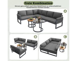Tuinloungeset 5-6 Personen – Bellavero Luxe Modulaire Hoekbank met Tafels – Weerbestendige Lounge Set met Waterafstotende Kussens & Verstelbare Poten – Tuinset voor Balkon, Terras & Tuin – Grijs