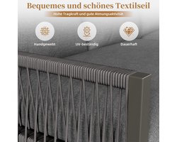 Tuinloungeset 6-7 Personen – Bellavero Luxe Hoekbank L-Vorm met 2 Tafels – Weerbestendige Lounge Set met Kussens, Verstelbare Poten & Touwdetails – Moderne Tuinset voor Terras, Balkon & Tuin – Grijs