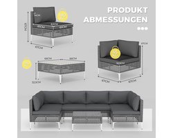 Tuinloungeset 7-delig Bellavero – Modulaire Rotan Loungeset met Glazen Tafel en Zit- & Rugkussens – Moderne Balkon- & Terrasmeubels voor Tuin, Veranda & Outdoor Relax