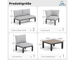 Tuinloungeset L-vormig voor Buiten – Bellavero Modulaire 3-Zits Tuinmeubelset met Tafel en Afneembare Kussens – Modern Grijs Outdoor Loungeset voor Terras en Tuin