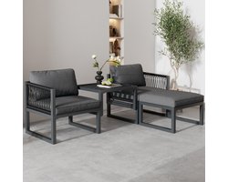 Tuinloungeset, tuinmeubelset, tuinbankset, terrasmeubelset. 2 banken, 2 voetenbankjes, diverse combinaties, verstelbaar, terras, tuin, binnen