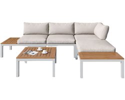 Tuinloungeset – Voor tuin & terras – Inclusief bijzettafel en kussens – Kleur 1