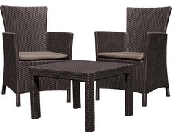 Tuinmeubel set 3 elementen Rosario bruin imitatie rotan-tricot Curver