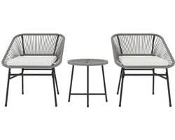 Tuinmeubel Set 63 x 65 x 76 cm (Stoel Afmetingen) 45 x 45 x 46 cm (Tafel Afmetingen) Donkergrijs Staal 2-Persoons Tuin Balkon Sofa Set 3-delig Inclusief 2 Stoelen en 1 Tafel met Kussens, Waterdichte Ontwerp Geschikt voor Tuin, Terras, Balkon