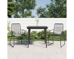 Tuinmeubel Set - Balkon Set - Buiten Dineren - Weerbestendig Rattan - 80x80x74 cm - Zwart