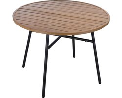 Tuinmeubel Tafel - Ronde Tafel Buiten - Buiten Ontspannen - Aluminium Licht Houtlook - 100 x 73.5 cm - Bruin