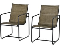 Tuinmeubel - Tuinset - Staal en polyester - Zwart