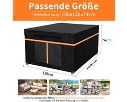 Tuinmeubelafdekking 180x120x74 cm – 600D Oxford Doek Waterdicht Winddicht UV-Bescherming, Rotan Tuinmeubel Beschermhoes