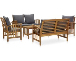 Tuinmeubelen 5 stuks met kussen, tafel, stoel, terras, buitenterras, massief hout, acaciadonkergrijs